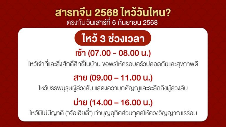 สารทจีน 2568 ไหว้วันไหน