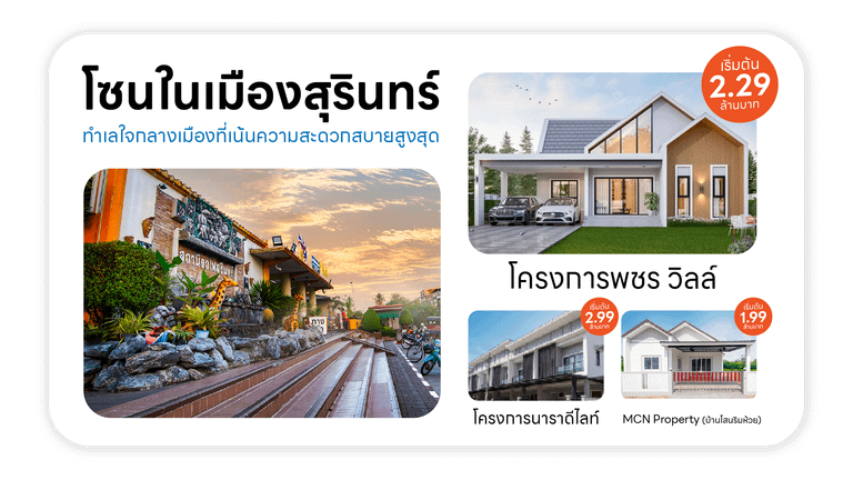 แนะนำโครงการบ้านสุรินทร์ โซนในเมืองสุรินทร์