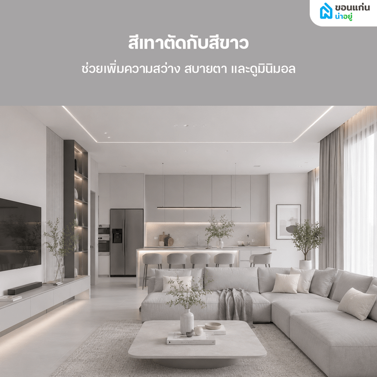 บ้าน สีเทาตัดกับสีขาว