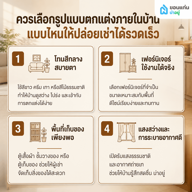 ควรเลือกรูปแบบตกแต่งภายในบ้านแบบไหนให้ปล่อยเช่าได้รวดเร็ว