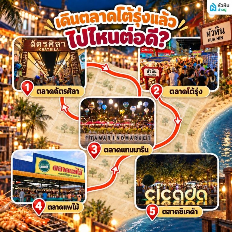 ที่เที่ยวต่อหลังจากเดินตลาดโต้รุ่ง หัวหิน