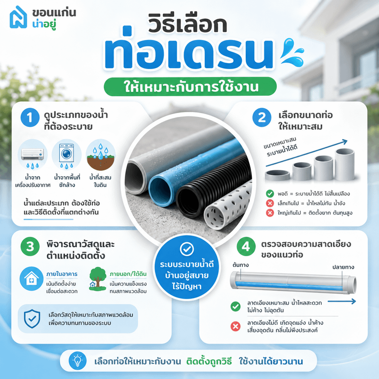 วิธีเลือกท่อเดรนให้เหมาะกับการใช้งาน