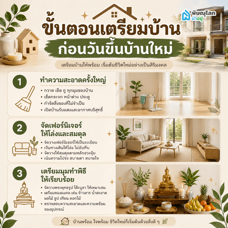 ขั้นตอนเตรียมบ้านก่อนวันขึ้นบ้านใหม่