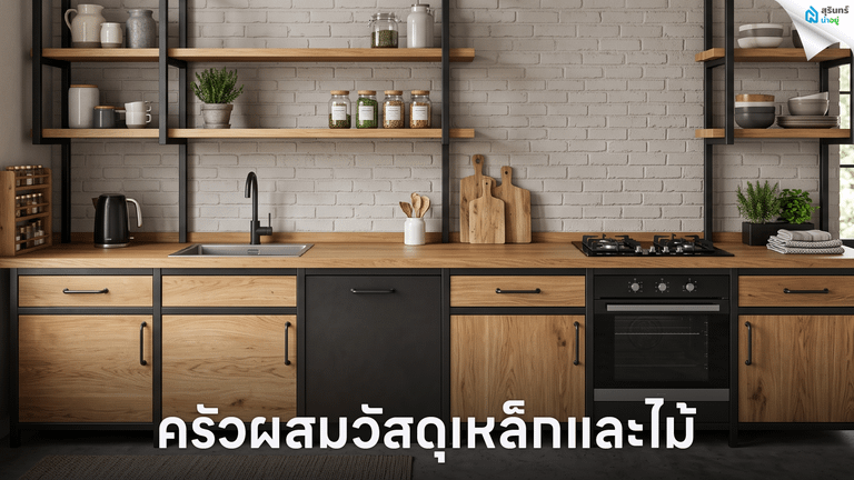 ครัวผสมวัสดุเหล็กและไม้