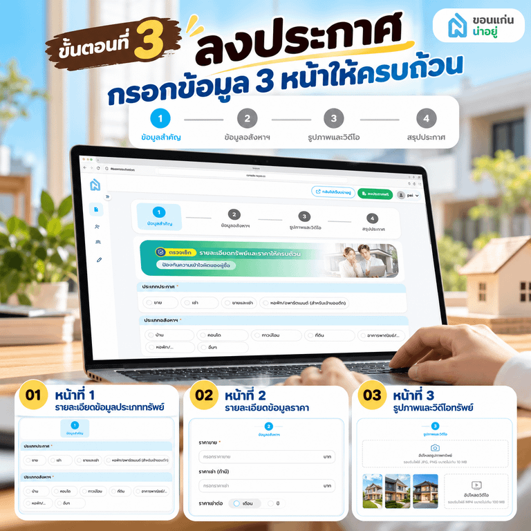 ลงประกาศขายบ้านมือสอง ในเว็บไซต์ "น่าอยู่" ง่ายๆเพียง 5 ขั้นตอน