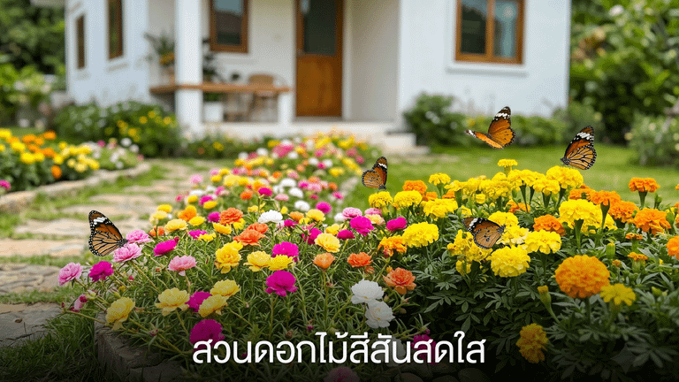 สวนดอกไม้สีสันสดใส