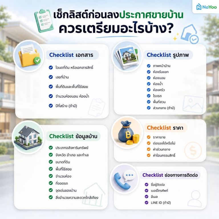 สรุป 5 เช็กลิสต์ที่เตรียมก่อนลงประกาศขายบ้าน