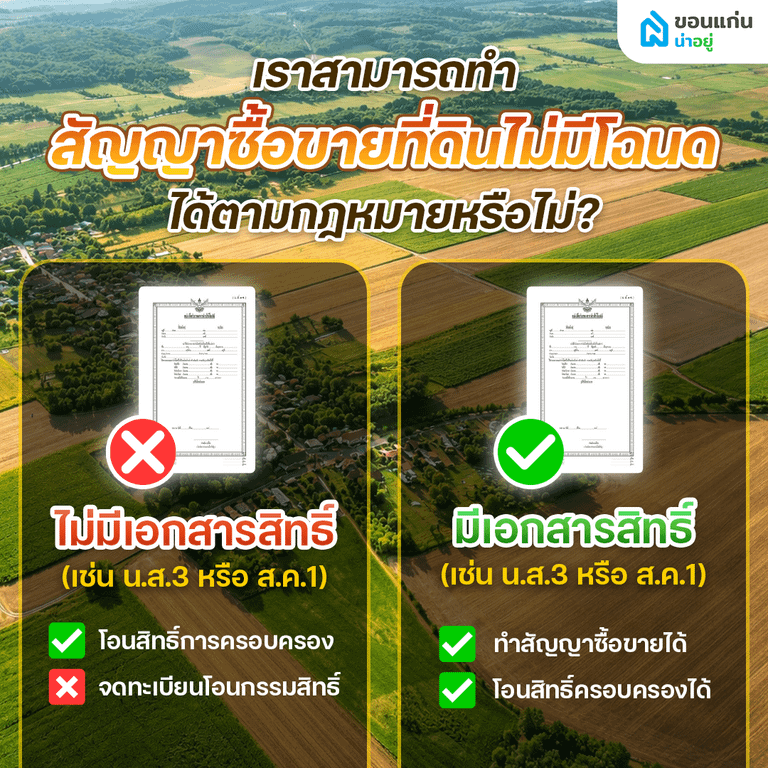 เราสามารถทำสัญญาซื้อขายที่ดินไม่มีโฉนด ได้ตามกฎหมายหรือไม่?