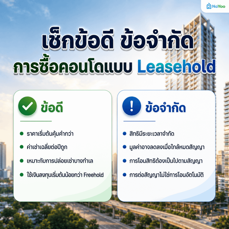 ข้อดีและข้อเสียของการซื้อคอนโดแบบ leasehold คืออะไร