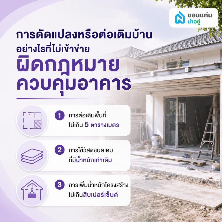 การดัดแปลงหรือต่อเติมบ้านอย่างไรที่ไม่เข้าข่ายผิดกฎหมายควบคุมอาคาร