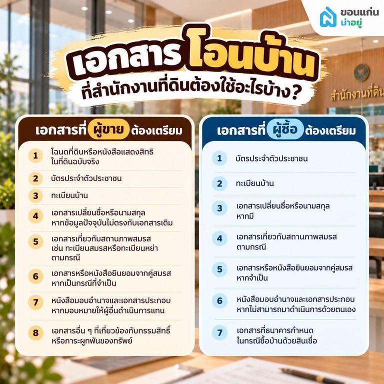 เอกสารโอนบ้านที่สำนักงานที่ดินต้องใช้อะไรบ้าง