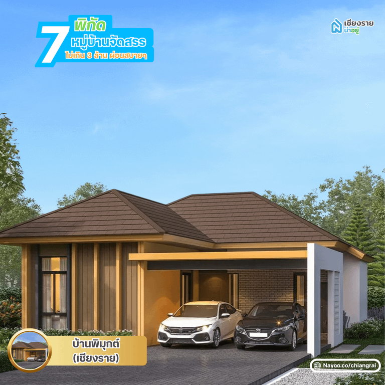 บ้านพิมุกต์ เชียงราย หมู่บ้านจัดสรรเชียงราย ไม่เกิน 3 ล้าน